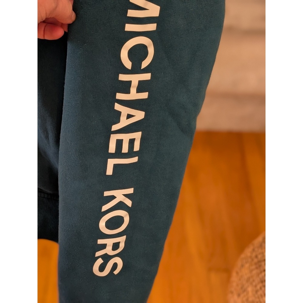 Michael Kors Womens Sherpa Lined Full Zip Hoodie Teal Blue Jacket Size L Large - Picture 7 of 14